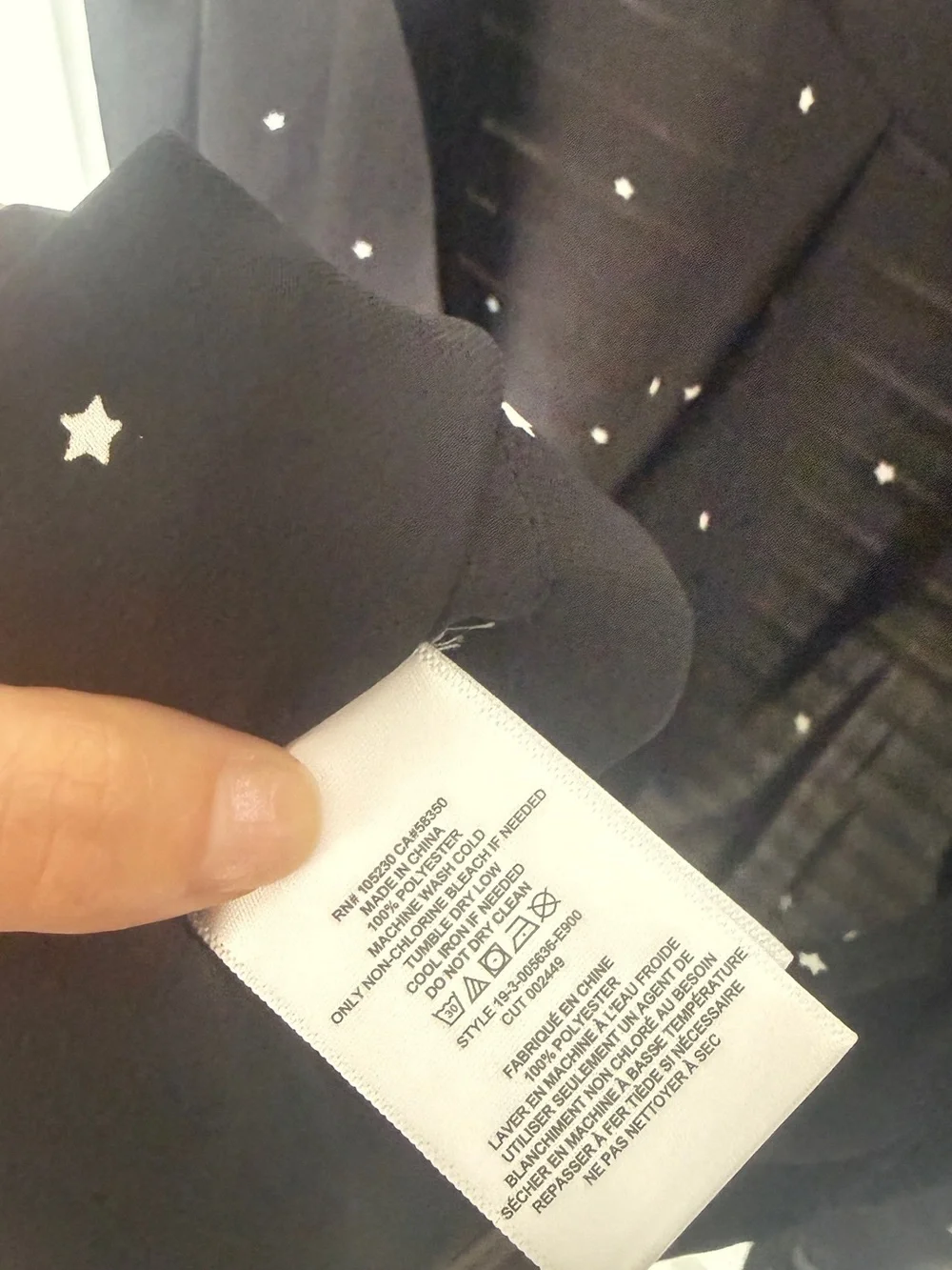 Equipment Black Satin Button-Down with White star Print